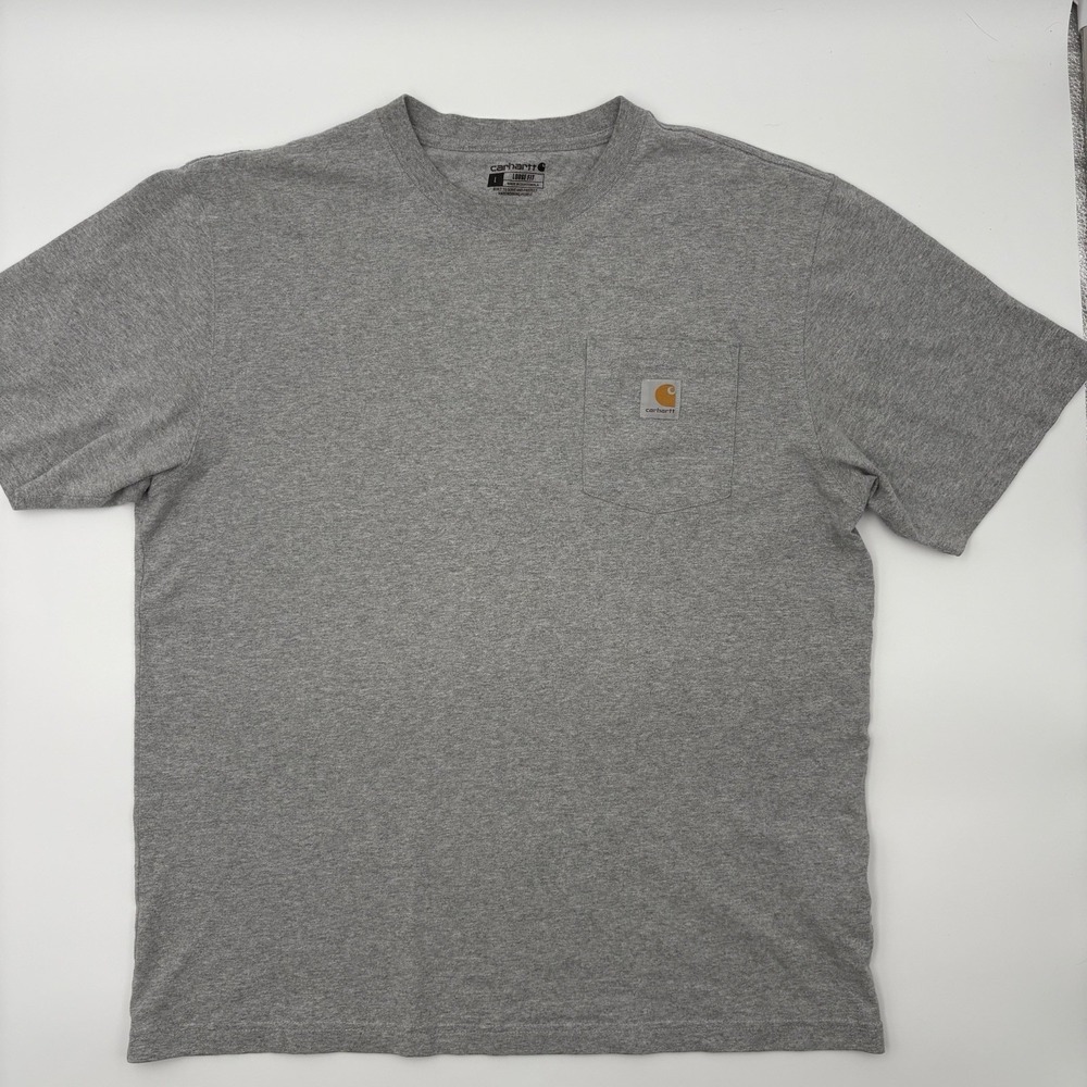 Carhartt K87 Loose Fit Heavyweight Pocket T Shirt Gray Large Crew Neck Cotton